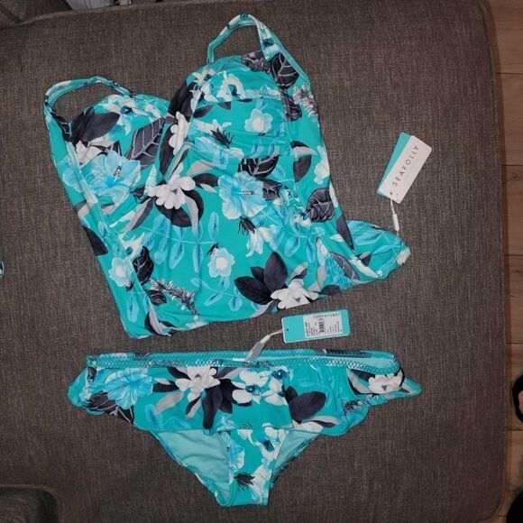 Seafolly Sz 10 Twist Halter Singlet Tankini - Picture 8 of 10